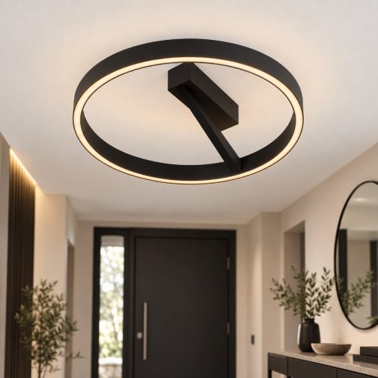 Plafoniera per camera da letto moderna nero sabbiato led 47w cct 2700k 4000k dimmerabile