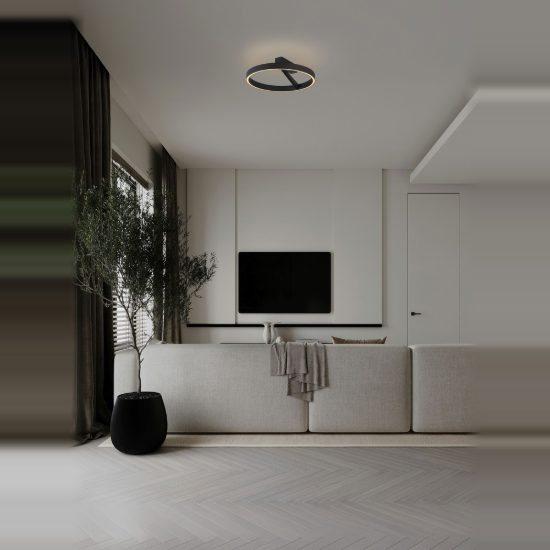 Plafoniera per camera da letto moderna nero sabbiato led 47w cct 2700k 4000k dimmerabile