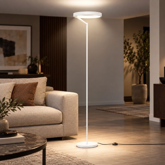 Piantana led 38w 3000k dimmerabile per ufficio moderna bianco
