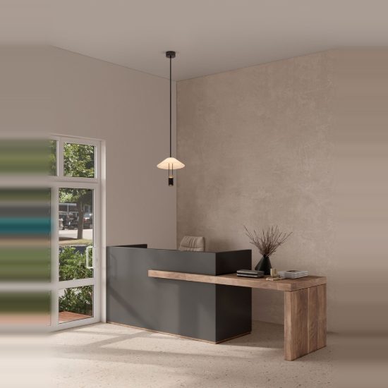 Lampada a sospensione per cucina moderna disco nero sabbiato led 8w 3000k