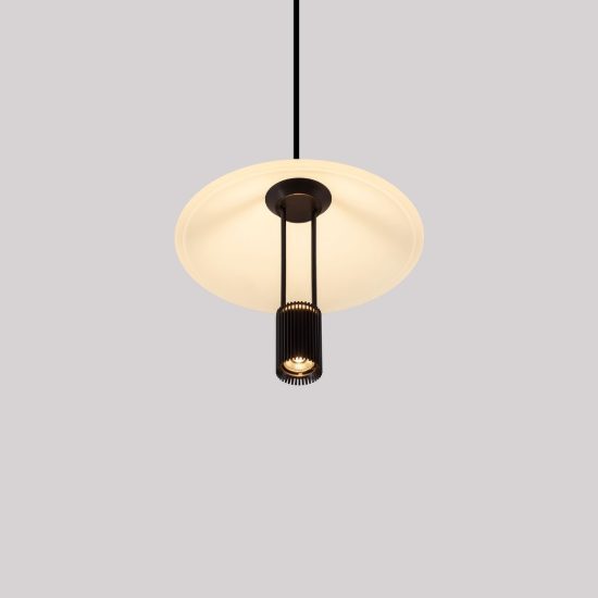 Lampada a sospensione per cucina moderna disco nero sabbiato led 8w 3000k