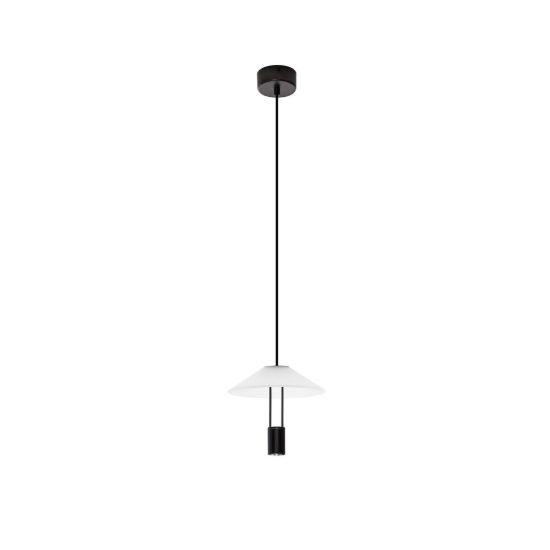 Lampada a sospensione per cucina moderna disco nero sabbiato led 8w 3000k
