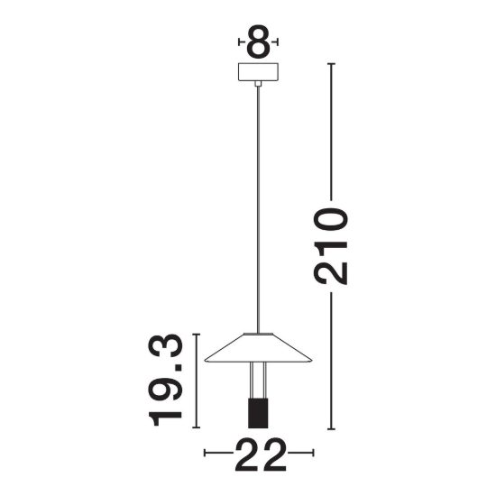 Lampada a sospensione per cucina moderna disco nero sabbiato led 8w 3000k