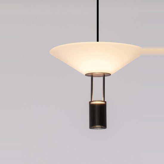 Lampada a sospensione per cucina moderna disco nero sabbiato led 8w 3000k