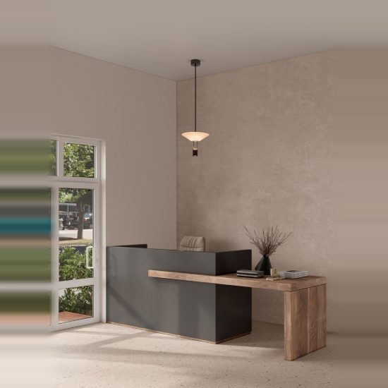 Lampada a sospensione per cucina moderna disco nero sabbiato led 8w 3000k