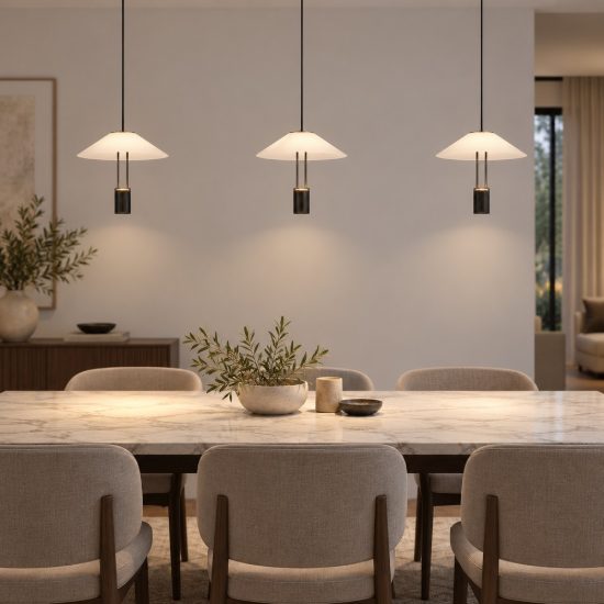 Lampadario a sospensione moderno disco nero sabbiato per cucina led 24w 3000k