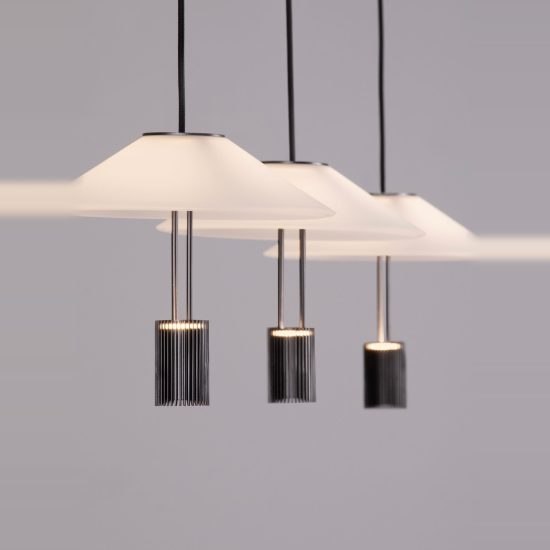 Lampadario a sospensione moderno disco nero sabbiato per cucina led 24w 3000k