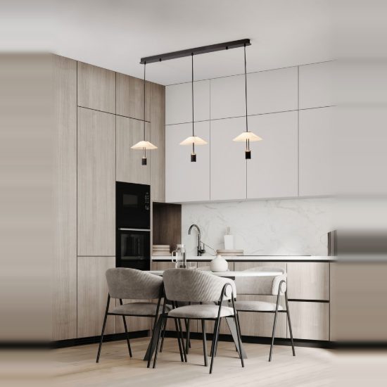 Lampadario a sospensione moderno disco nero sabbiato per cucina led 24w 3000k