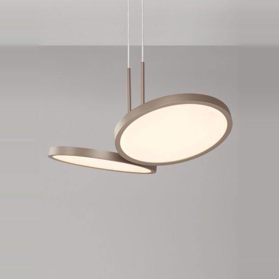 Lampadario a sospensione per cucina moderno disco oro champagne led 14w cct 2700k 3000k dimmerabile