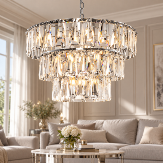 Lampadario classico cristalli cromo 18 luci maytoni puntes