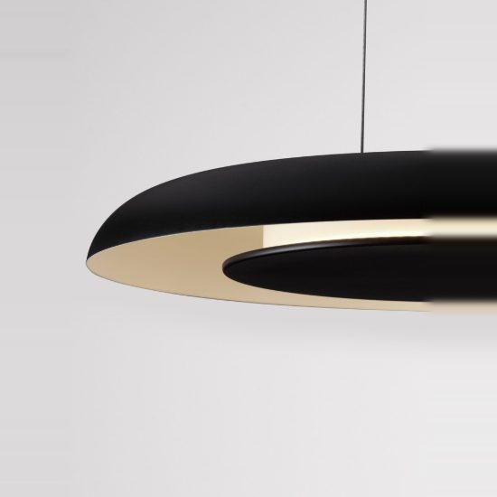 Lampadario a sospensione per cucina moderno tondo nero sabbiato e bianco led 38w cct 2700k 4000k dimmerabile
