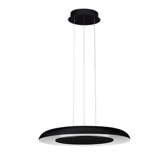 Lampadario a sospensione per cucina moderno tondo nero sabbiato e bianco led 38w cct 2700k 4000k dimmerabile