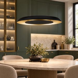 Lampadario led 24w cct 2700k 4000k dimmerabile per cucina moderno a sospensione nero sabbiato oro spazzolato