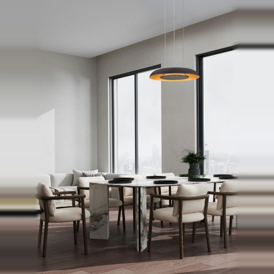 Lampadario led 24w cct 2700k 4000k dimmerabile per cucina moderno a sospensione nero sabbiato oro spazzolato