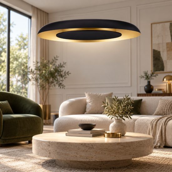 Lampadario led 38w cct 2700k 4000k dimmerabile per soggiorno design moderno nero