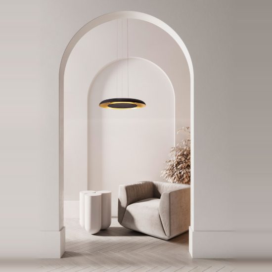 Lampadario led 38w cct 2700k 4000k dimmerabile per soggiorno design moderno nero