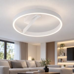 Plafoniera led 47w cct 2700k 4000k dimmerabile per soggiorno moderna anello bianco