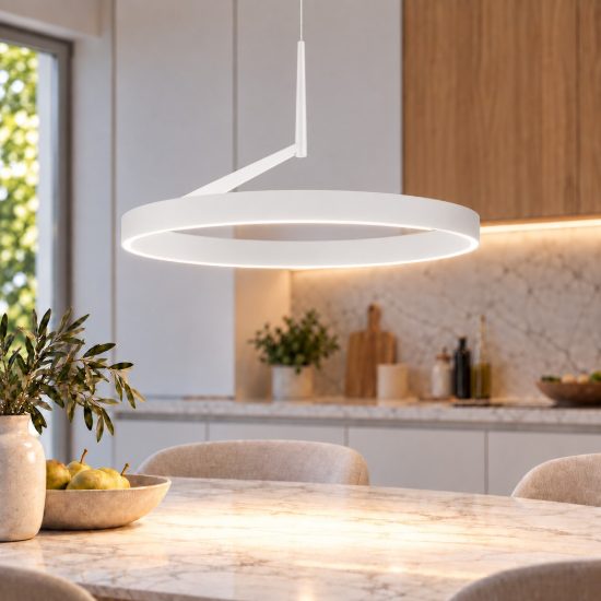 Lampadario led 59w cct 2700k 4000k dimmerabile rotondo moderno a sospensione bianco sabbiato per soggiorno