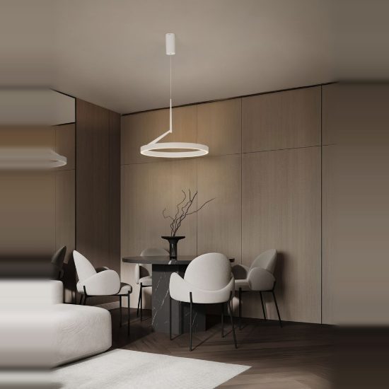 Lampadario led 59w cct 2700k 4000k dimmerabile rotondo moderno a sospensione bianco sabbiato per soggiorno