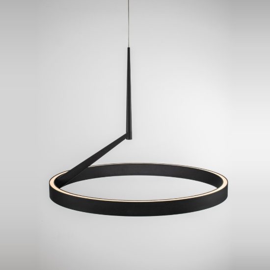 Lampadario a sospensione moderno anello nero sabbiato per soggiorno led 59w cct 2700k 4000k dimmerabile