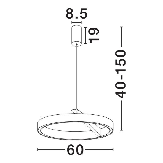 Lampadario a sospensione moderno anello nero sabbiato per soggiorno led 59w cct 2700k 4000k dimmerabile