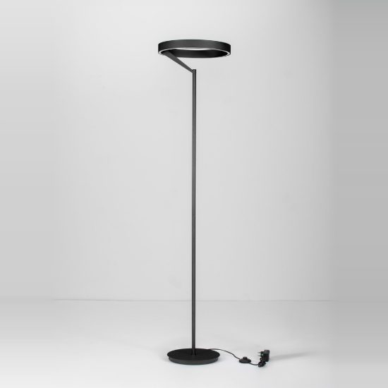 Piantana da pavimento per soggiorno moderno disco nero led 38w 3000k dimmerabile