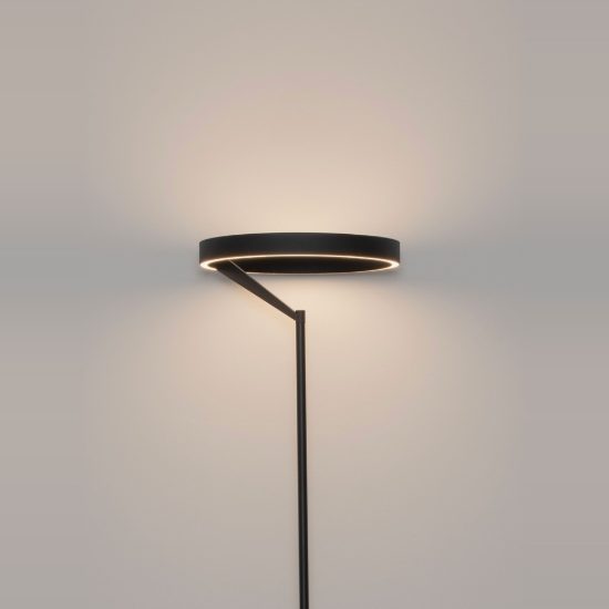 Piantana da pavimento per soggiorno moderno disco nero led 38w 3000k dimmerabile