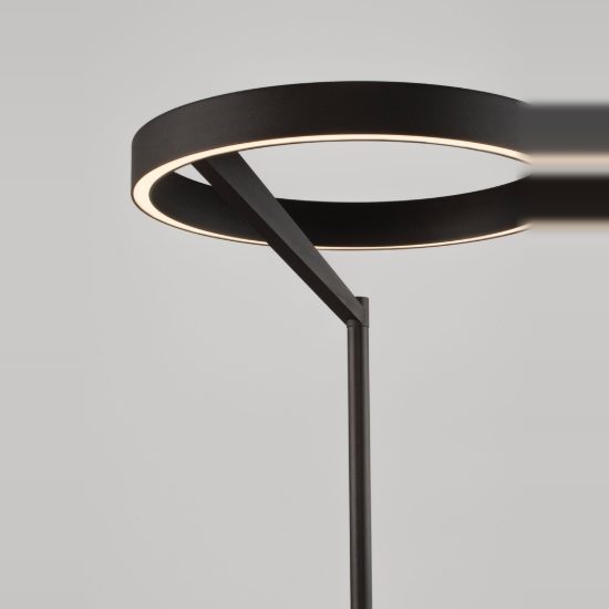 Piantana da pavimento per soggiorno moderno disco nero led 38w 3000k dimmerabile