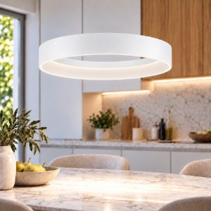 Lampadario led 39w cct 2700k 4000k dimmerabile per cucina moderno a sospensione bianco