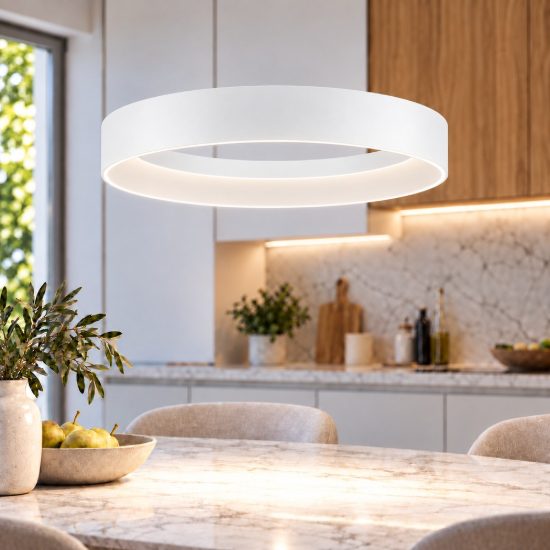Lampadario led 39w cct 2700k 4000k dimmerabile per cucina moderno a sospensione bianco