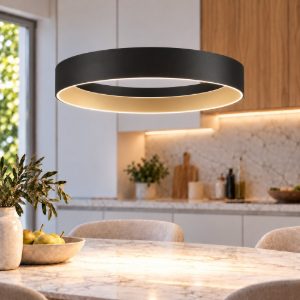 Lampadario per cucina a sospensione nero oro champagne led 39w cct 2700k 4000k