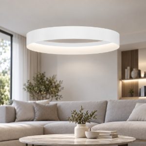 Lampadario led 48w cct 2700k 4000k dimmerabile per soggiorno a sospensione bianco