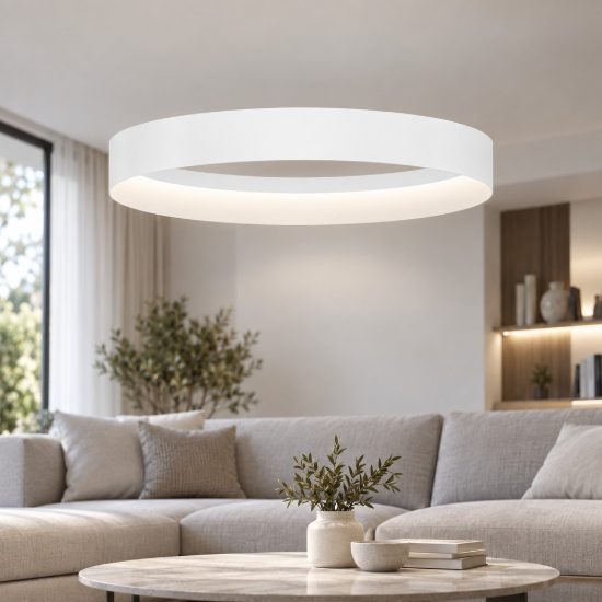 Lampadario led 48w cct 2700k 4000k dimmerabile per soggiorno a sospensione bianco