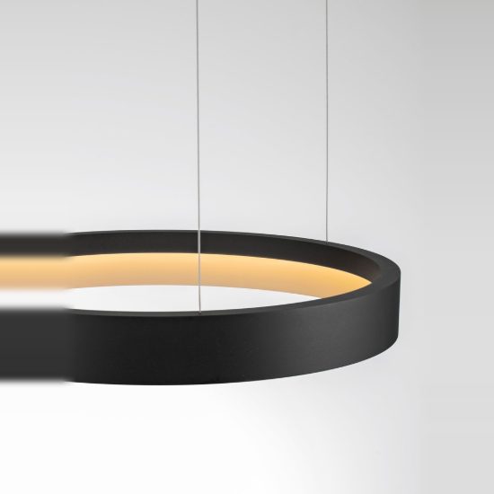 Lampadario per soggiorno moderno cilindrico nero oro champagne led 48w cct 2700k 4000k