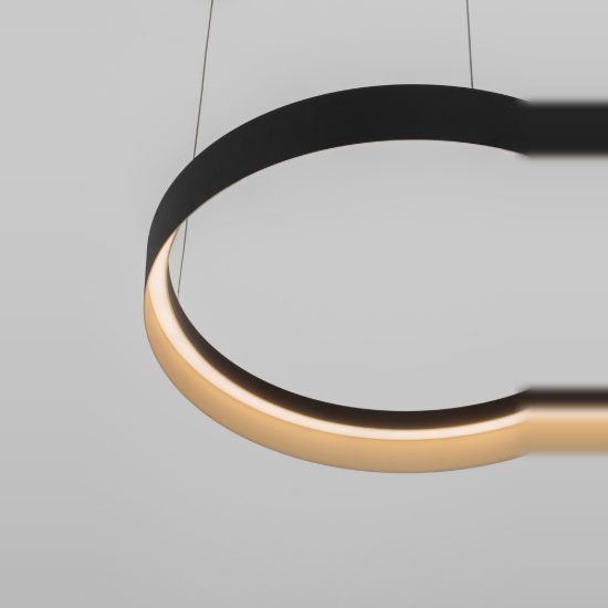 Lampadario per soggiorno moderno cilindrico nero oro champagne led 48w cct 2700k 4000k