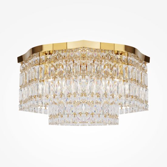Maytoni dune plafoniera classica tonda oro cristallo per camera da letto