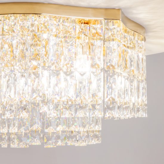 Maytoni dune plafoniera classica tonda oro cristallo per camera da letto