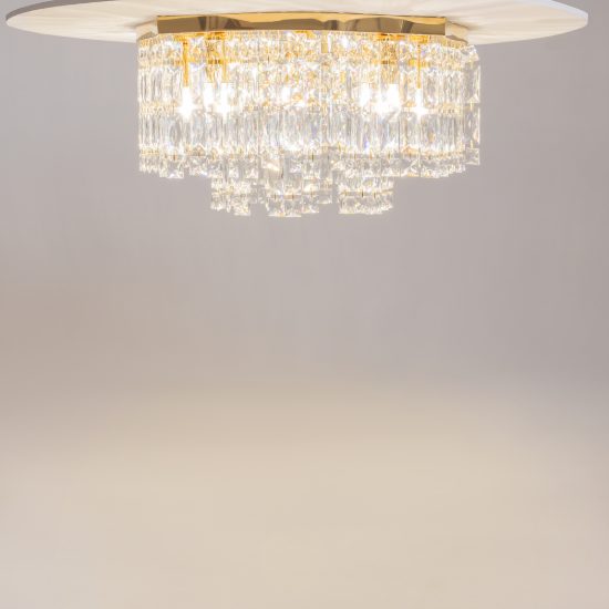 Maytoni dune plafoniera classica tonda oro cristallo per camera da letto