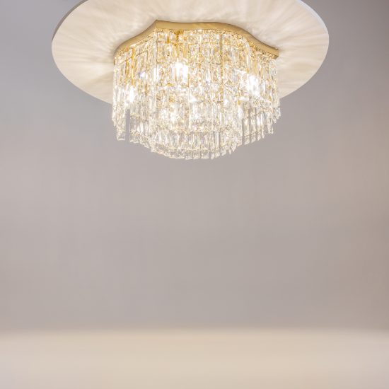 Maytoni dune plafoniera classica tonda oro cristallo per camera da letto