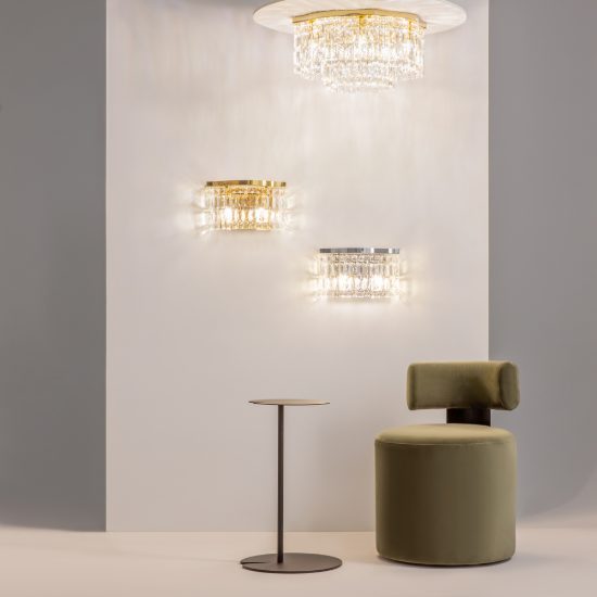 Maytoni dune plafoniera classica tonda oro cristallo per camera da letto