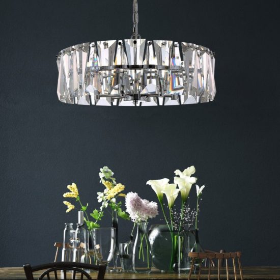 Puntes maytoni lampadario per tavolo da pranzo cromo cristallo 6 luci