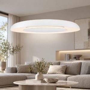 Lampadario led 38w cct 2700k 4000k dimmerabile per soggiorno moderno disco bianco