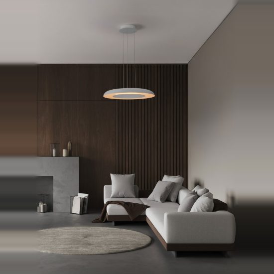 Lampadario led 38w cct 2700k 4000k dimmerabile per soggiorno moderno disco bianco