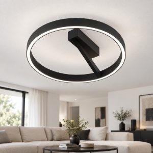 Plafoniera per camera da letto moderna nero sabbiato led 47w cct 2700k 4000k dimmerabile