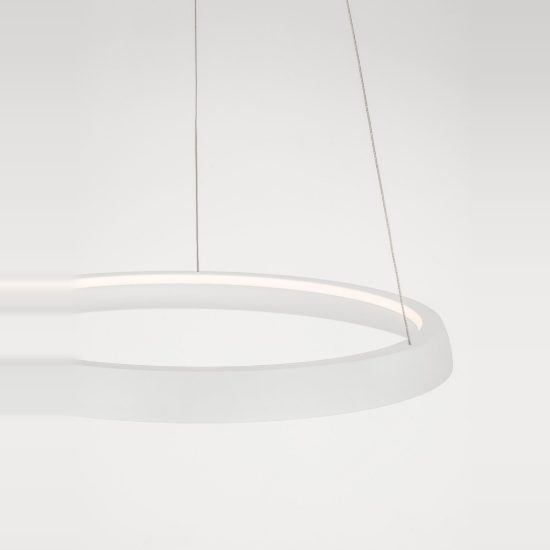 Lampadario led 61w cct 2700k 4000k dimmerabile anello moderno a sospensione bianco sabbiato per soggiorno