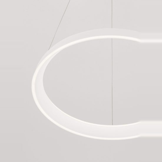 Lampadario led 61w cct 2700k 4000k dimmerabile anello moderno a sospensione bianco sabbiato per soggiorno
