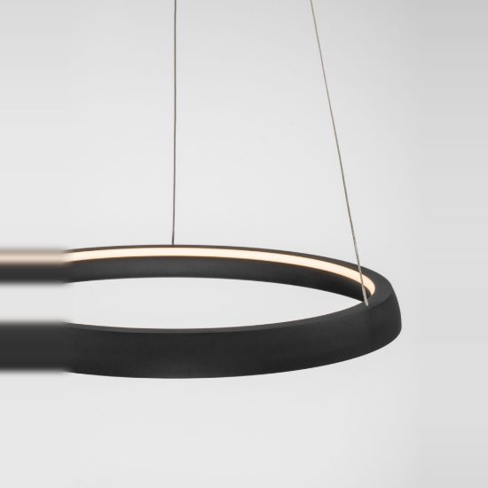 Lampadario a sospensione moderno anello nero per soggiorno led 61w cct 2700k 4000k