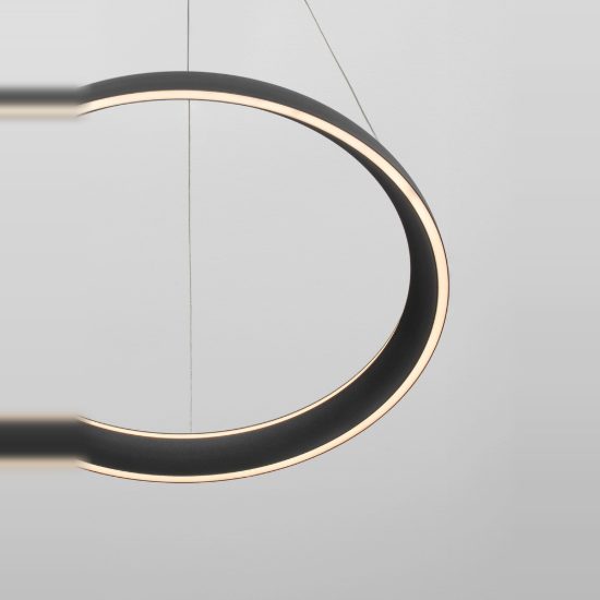 Lampadario a sospensione moderno anello nero per soggiorno led 61w cct 2700k 4000k
