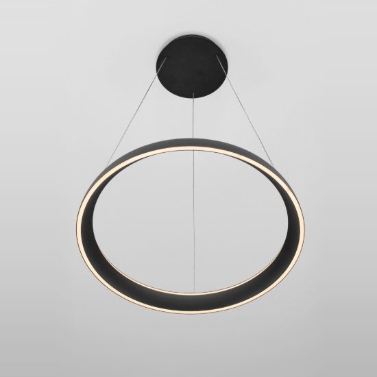 Lampadario a sospensione moderno anello nero per soggiorno led 61w cct 2700k 4000k