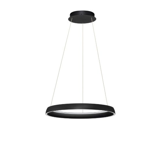 Lampadario a sospensione moderno anello nero per soggiorno led 61w cct 2700k 4000k